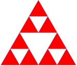 Del alle gjenværende trekanene i 4 like store likesidede trekanter, fjern alle de midterste trekantene, generasjon 2.